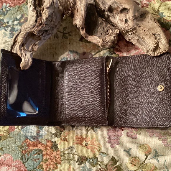 Coach Small Trifold Wallet Crossgrain Leather Metallic Plum CF412 RARE - Picture 5 of 9